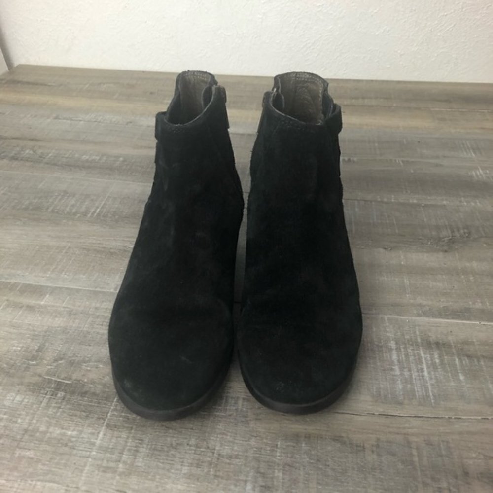 H London Black Suede Woven Ankle Boots Zipper size EU 37 US 6 - Picture 3 of 9